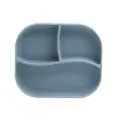 Assiette divisee bebe en silicone bol a ventouse bambou variante bleue pour alimentation - Bleu clair