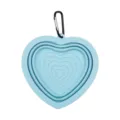 Gamelle pliable portable en silicone pour animal en bleu clair avec mousqueton de voyage - Style Cœur avec Mousqueton / Vert menthe