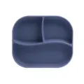 Assiette ventouse pour bebe en silicone plat divise vaisselle de qualite alimentaire - Bleu foncé