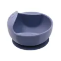 Silicone baby suction bowl toddler feeding dish anti-slip training tableware lavender - Round Handle Bowl Deep Blue