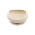 Silicone baby suction bowl in beige color, ideal for toddler feeding and daily training meals. - Rectangular Suction Bowl Off-White