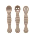 Baby silicone training spoon set infant feeding weaning spoon anti-slip teething 3pcs - 3 Pieces/Set / Gray