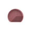 Tapis d'alimentation lente en silicone rose, sous-tapis anti-glouton pour chats et chiens - Style Angle Droit Demi-Cercle / Rose