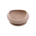 Silicone baby suction bowl for toddler training feeding, durable toddler tableware in taupe. - Rectangular Suction Bowl Grey