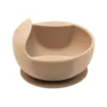 Baby silicone suction bowl for infant toddler self feeding, soft toddler training tableware. - Round Handle Bowl Grey