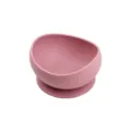 Pink silicone baby suction bowl for toddler self-feeding, non-slip infant training tableware. - Round Suction Bowl Brick Red