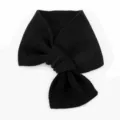 Black knit bow scarf for women, warm winter neck warmer, stylish short cross collar. - 79cm / Black
