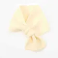 Knit small scarf bow neck warmer short winter cozy fashion accessory detail view. - 79cm / Off White