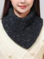 Women Winter Thickened Knitted Neck Warmer Black Turtleneck Scarf Warm Thermal Apparel - Black