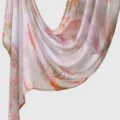 Pink watercolor printed cotton-linen long scarf versatile thin shawl for women wear - YW557-2#