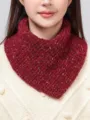 Thickened knitted winter neck warmer for women, warm red turtleneck scarf variant. - Burgundy