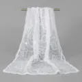 White sheer embroidered nylon women's long scarf, paisley hollow shawl and stylish hijab accessory. - 2# White