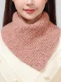 Thickened knit neck warmer for women, cozy winter turtleneck scarf in pinkish brown color. - Pink