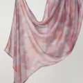 Women's pink purple tie dye cotton linen long scarf versatile thin shawl soft lightweight wrap - YW573-1#
