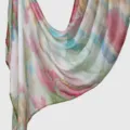 Women digital print cotton linen long scarf lightweight fashion artistic floral shawl wrap - YW557-4#