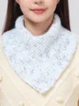 White speckled knit neck warmer variant, cozy winter turtleneck scarf for women. - Gray and White