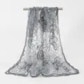 Grey lace embroidered long scarf women elegant hollow shawl stylish versatile headscarf accessory - 6# Gray