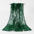 Dark green sheer lace embroidered scarf, stylish hollow shawl and versatile fashion accessory for women. - Dark Green