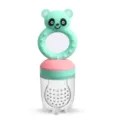 Silicone baby fruit feeder pacifier with cute panda teether handle for infant food feeding. - Panda Style - Cyan