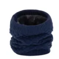 Winter knitted fleece lined neck warmer thermal gaiter for outdoor cycling cold weather gear - 4# Navy Blue