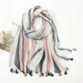 Spring summer women stylish striped tassel scarf lightweight ethnic shawl chic accessory - Fresh Series 20
