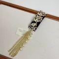 Vintage Metall Perlen Quaste Haarklammer elegante ethnische Design Samt Haaraccessoire Detail - Perlen-Stil (Z-3908)