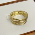 Pulsera brazalete dorada geométrica hueca, joyería de puño de metal multicapa para mujer. - Estilo Geométrico Calado Mate (Z-3676) / Oro Mate