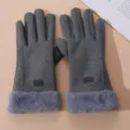 Gants d'hiver pour femmes doublés en polaire tricotés épais coupe-vent tactiles gris foncé - Taille unique / Doublé polaire épais / Gris