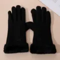 Dames winter warme touchscreen handschoenen verdikte pluche manchet winddichte thermische - Eén maat / Verbeterde Verdikte / Zwart
