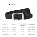 Ceinture en cuir veritable pour femme avec boucle ardillon dopee, style decontracte jean. - Boucle Dorée - Noir