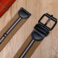 Ceinture en toile décontractée pour homme femme boucle métallique sangle marron tissée - Kaki