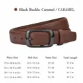 Ceinture en cuir caramel pour femme avec boucle ardillon noire, accessoire élégant et minimaliste. - Boucle noire - Caramel