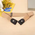Mujer cinturon elastico sin hebilla invisible stretch pretina ajustable para vaqueros. - Caqui