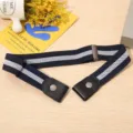 Invisible elastic stretch belt with buckle for jeans and pants, comfortable and traceless. - Blue White Blue