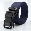 Herren Nylon Canvas Gürtel mit schwarzer automatischer Metallschnalle Freizeit Hose. - 120cm (2 Stück) / Blau
