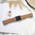 Cinturón elástico caqui para mujer, correa de cintura con hebilla negra variante SKU - Beige