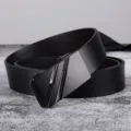 Schwarzer Herren Automatik Ledergürtel, elegantes Business und Freizeit Accessoire. - Metall Doppelstange (497)