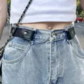 Cinturón invisible elástico para mujer accesorio de cintura de jeans sin hebilla ajustable - Negro