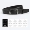 Ceinture femme en cuir véritable boucle ardillon minimaliste noire pour jeans 95-110cm - 105cm / Noir avec boucle couleur fusil