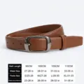 Women genuine leather belt with size chart, brown fashion waist strap for jeans and dresses. - 105cm / Caramel with Gunmetal Buckle