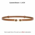 Ceinture fine en cuir caramel pour femme, élégante ceinture de robe avec boucle élégante. - Caramel