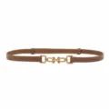 Fine Ceinture en Cuir Couleur Caramel 1.4cm Largeur Accessoire Élégant pour Robe - Caramel