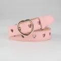 Pink heart cutout belt for women, stylish gold buckle waist belt for jeans and dresses. - Pink