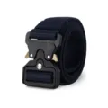 Dark blue tactical canvas belt featuring a black cobra quick release buckle for men. - Black