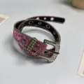 Ceinture strass rose pour femme paillettes scintillantes cristal ceinture jeans mode chic - Rose