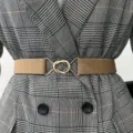 Ceinture elastique femme extensible pour manteau robe boucle metal accessoire de mode - Beige