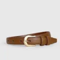 Ceinture en cuir pour femme avec boucle ardillon dorée, ceinture tendance pour jean. - Couleur caramel / 105