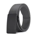Ceinture en nylon gris tissé avec boucle automatique noire, ceinture tactique robuste pour hommes. - Gris
