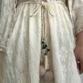 Ceinture tressée bohème avec de jolies pampilles et pendentifs pour femmes tendance - Blanc Cassé