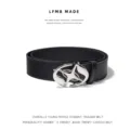Ceinture en cuir noir rétro avec boucle en métal cool, accessoire unisexe tendance. - 100cm / Noir